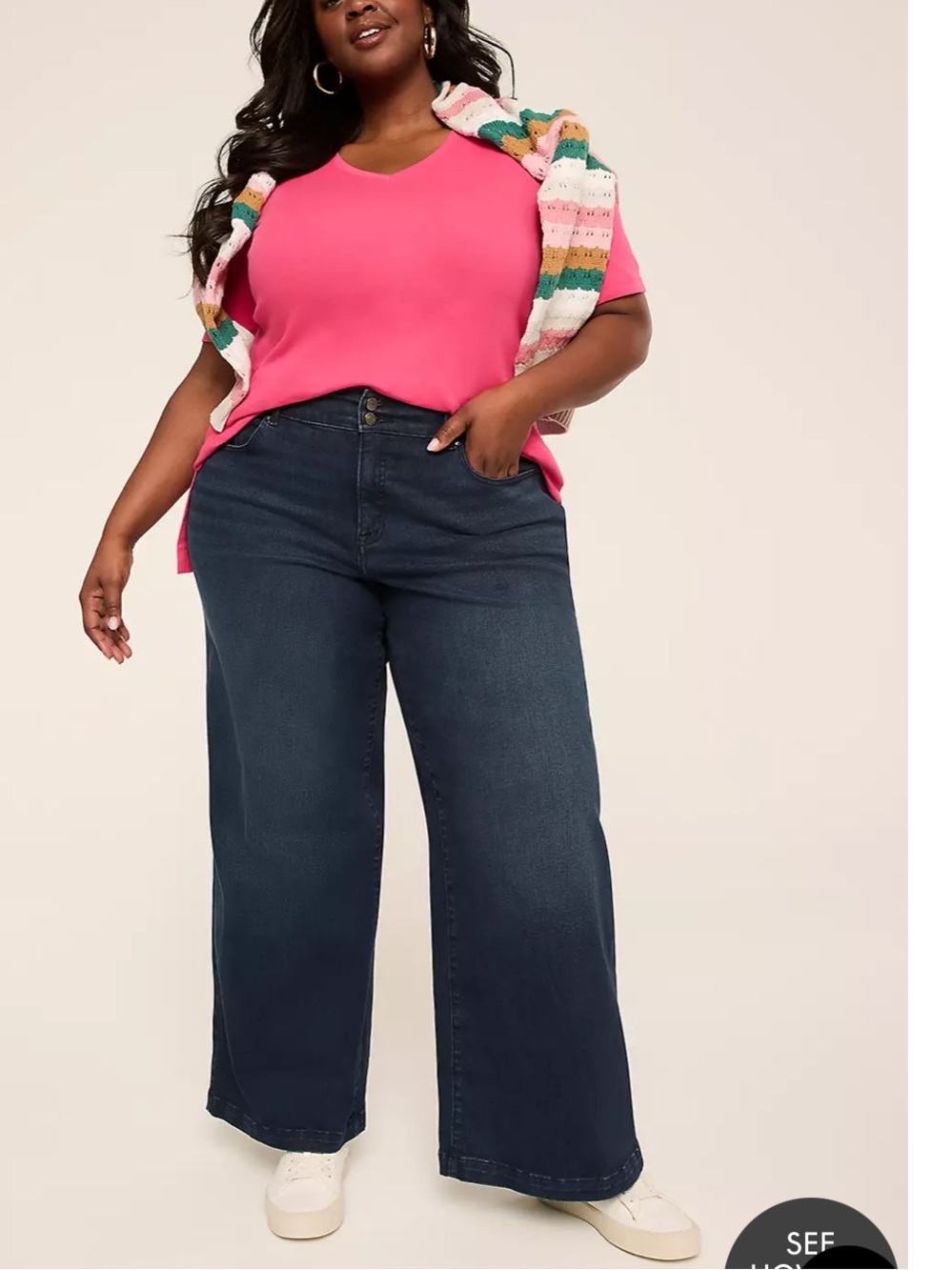 Lane Bryant Tighter Tummy Fit High-Rise Wide Leg Jean in Dark Denim 16L NWT